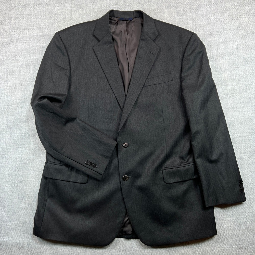 Brooks Brothers 1818 Saxxon Wool Madison Fit Herringbone Blazer Men 48L Gray Ivy